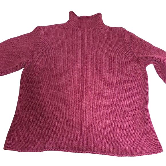 Vintage Eddie Bauer Womens Sz XL Burgundy Mock Neck 90s Y2K Preppy Sweater - Picture 2 of 8